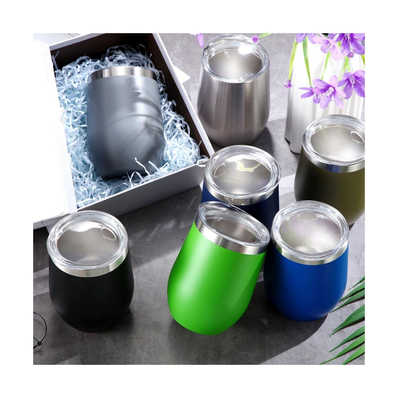 30 Pieces 12 Oz Stainless Steel Wine Tumbler Bulk Double Wall Vacuum Insulate...