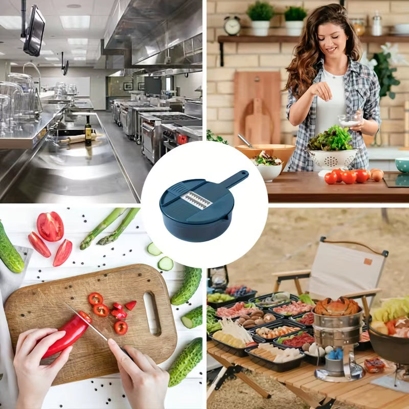 12-In-1 Multi-Functional Vegetable Chopper and Slicer - Perfect for Commercial Kitchens Cutting, Shredding, and Grating Carrots.