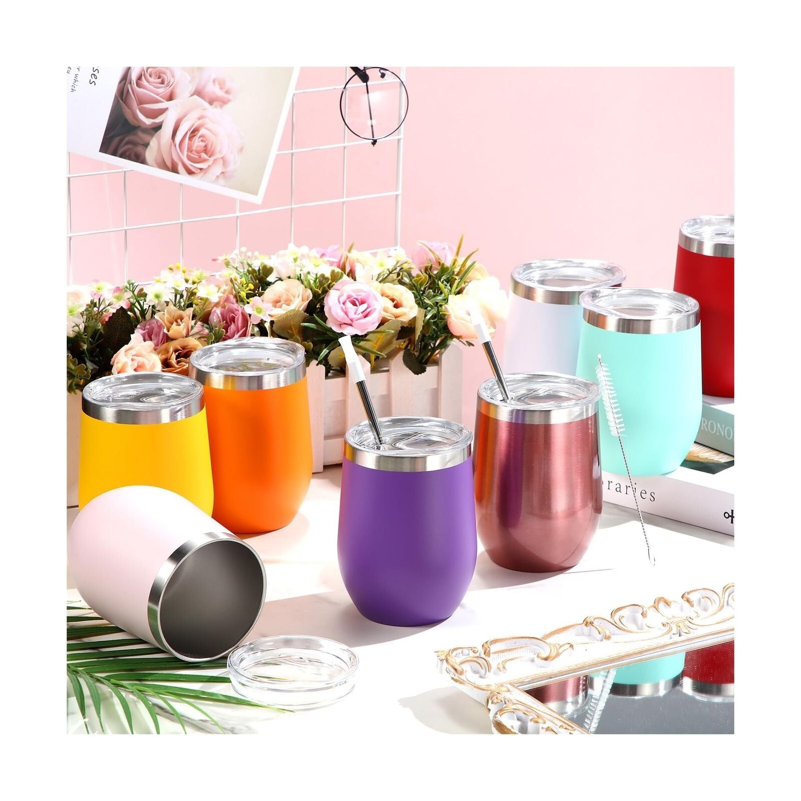 30 Pieces 12 Oz Stainless Steel Wine Tumbler Bulk Double Wall Vacuum Insulate...