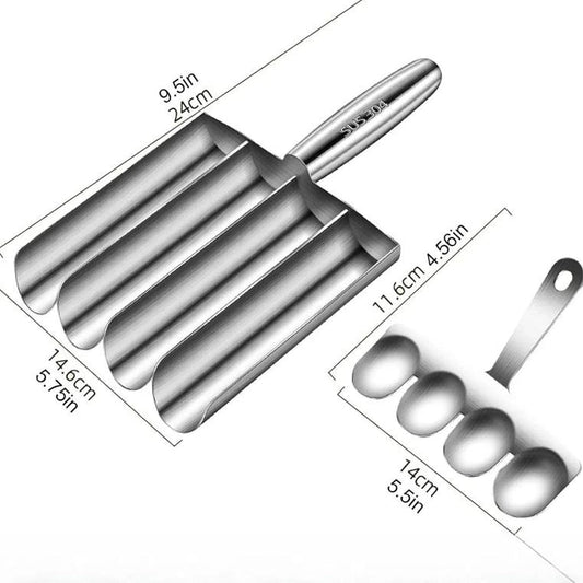 4-In-1 Meatball Maker Tool - Creative Stainless Steel Kitchen Triple Meatball Scoop Ball Maker Tool with Three Tubes, Metal, Easy Home Cooking Tool Utensils 4-Scoop