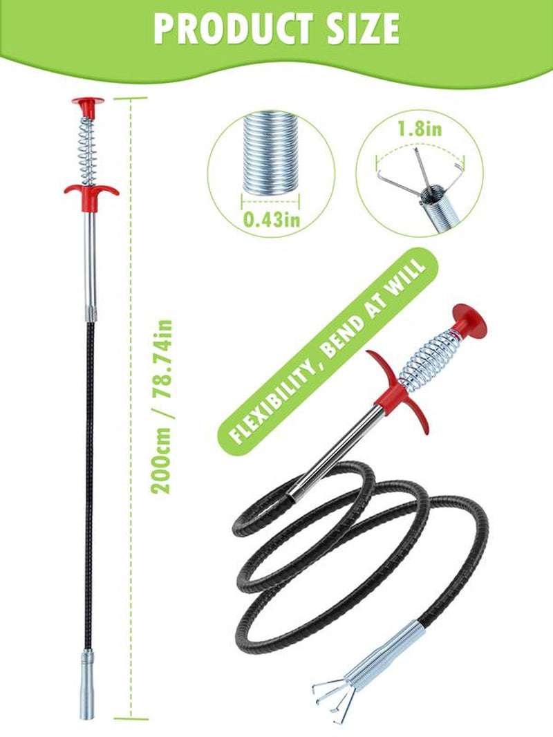 Drain Clog Remover - Hair Removal Tool for Sewer, Toilet Sink, Bathroom Tub & Kitchen, Handheld Stainless Steel, Practical Kitchen Accessory Pipe