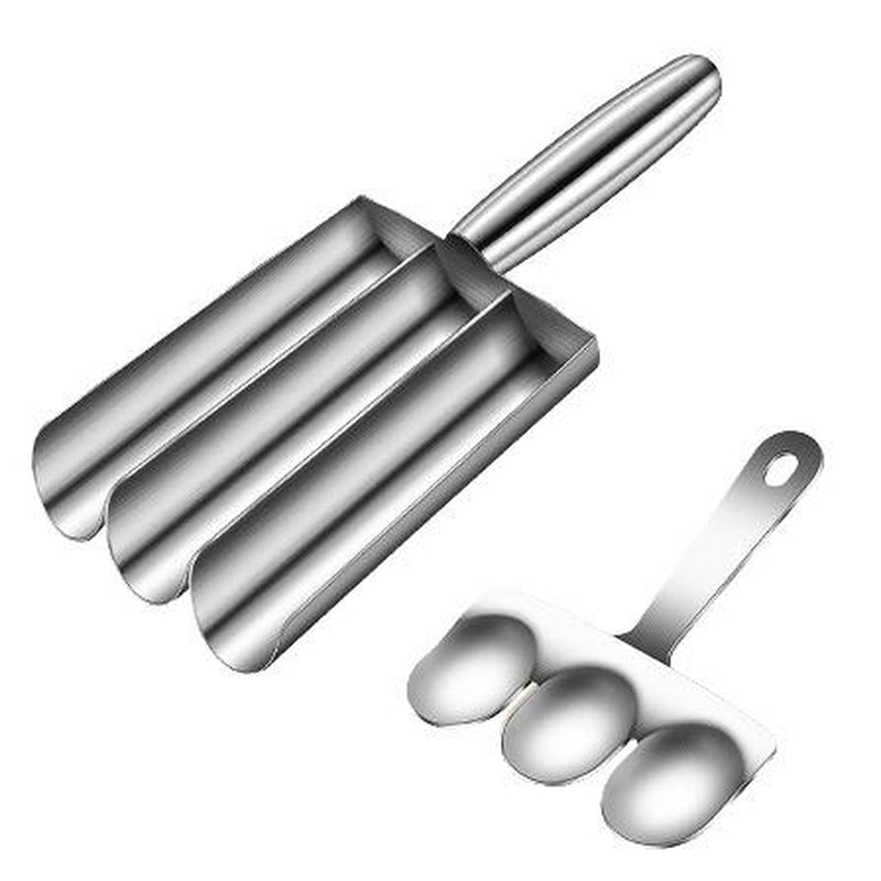 4-In-1 Meatball Maker Tool - Creative Stainless Steel Kitchen Triple Meatball Scoop Ball Maker Tool with Three Tubes, Metal, Easy Home Cooking Tool Utensils 4-Scoop