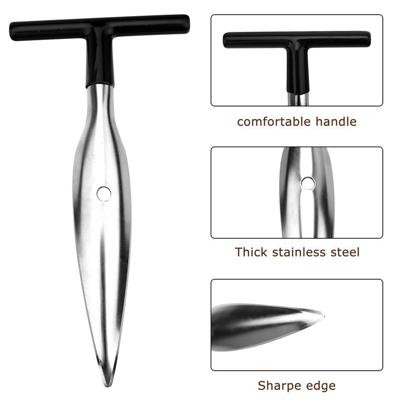 2 PCS Coconut Opener Tool Set Coconut Meat Remover Stainless Steel Coconut Opener Scraper Knife Coconut Punch Tool with Durable Non-Slip Wooden Handle Scraper