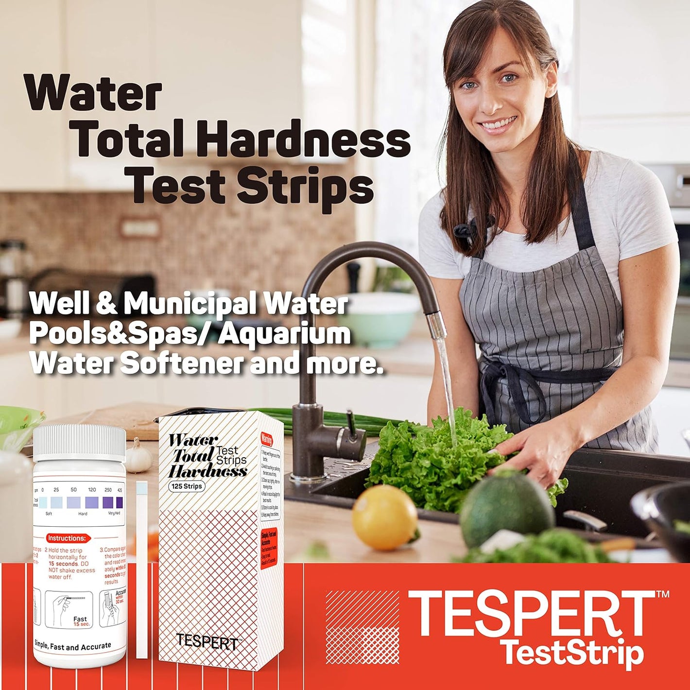 Hard Water Test Kit - 125 Strips Hardness Test Kit
