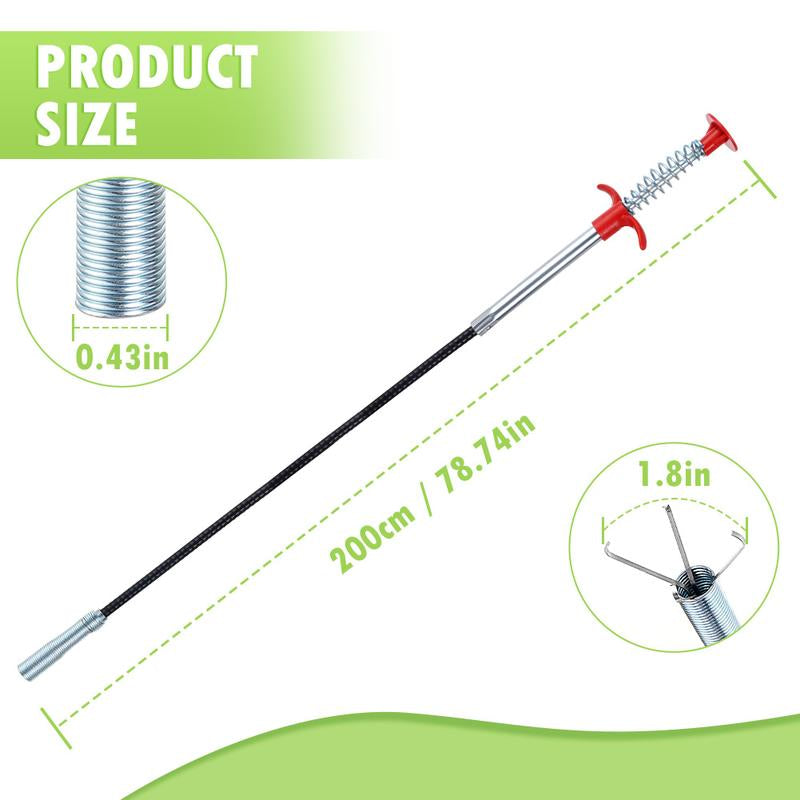 Drain Clog Remover - Hair Removal Tool for Sewer, Toilet Sink, Bathroom Tub & Kitchen, Handheld Stainless Steel, Practical Kitchen Accessory Pipe