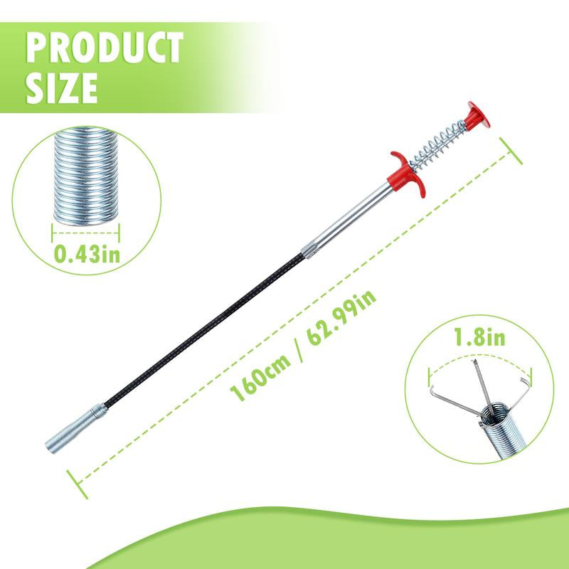 Drain Clog Remover - Hair Removal Tool for Sewer, Toilet Sink, Bathroom Tub & Kitchen, Handheld Stainless Steel, Practical Kitchen Accessory Pipe
