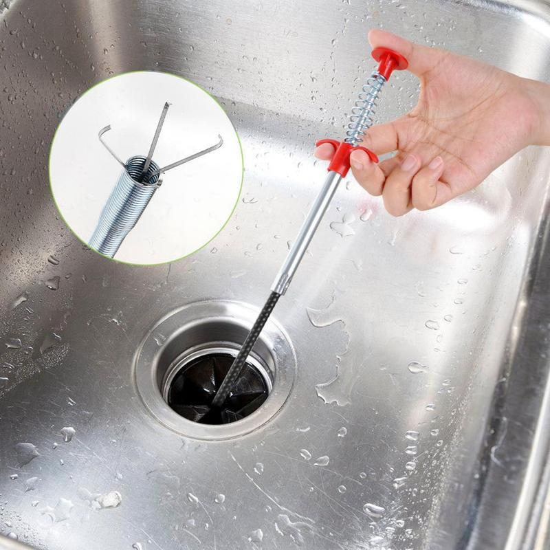 Drain Clog Remover - Hair Removal Tool for Sewer, Toilet Sink, Bathroom Tub & Kitchen, Handheld Stainless Steel, Practical Kitchen Accessory Pipe