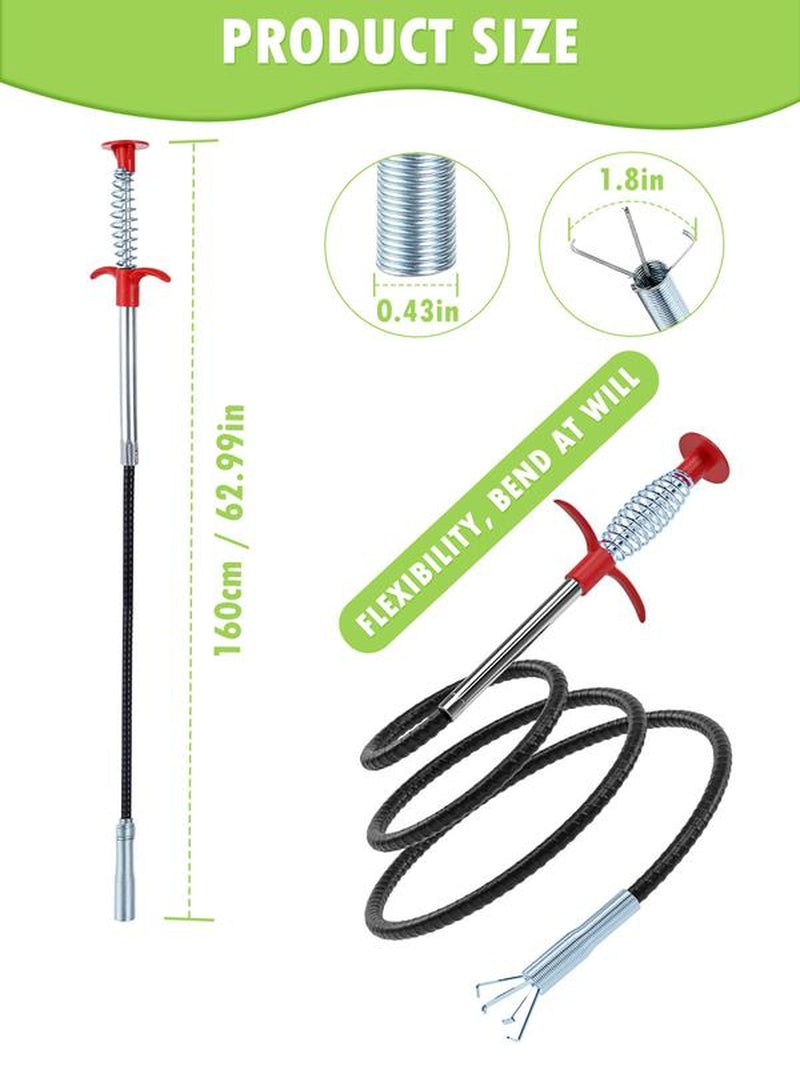 Drain Clog Remover - Hair Removal Tool for Sewer, Toilet Sink, Bathroom Tub & Kitchen, Handheld Stainless Steel, Practical Kitchen Accessory Pipe