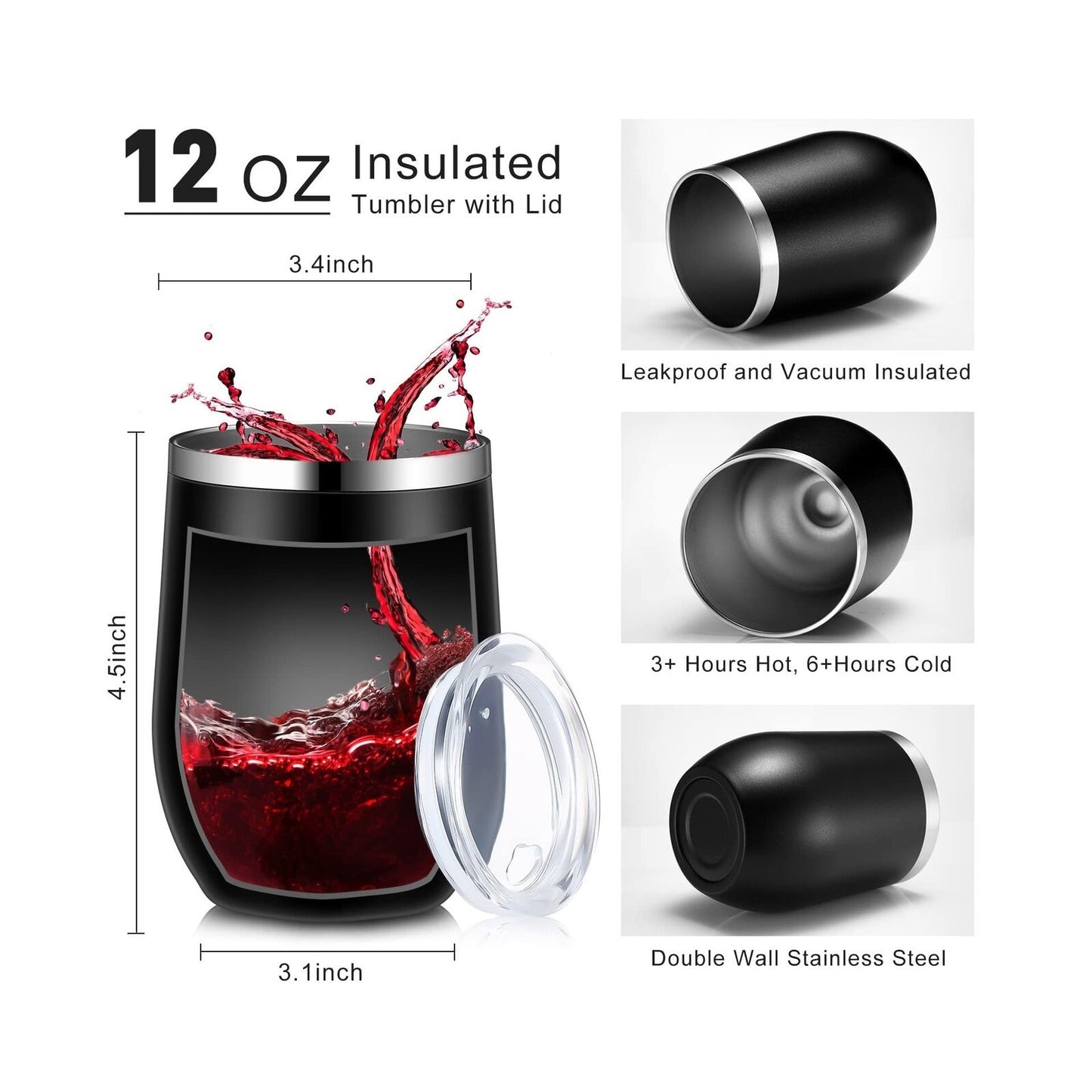 30 Pieces 12 Oz Stainless Steel Wine Tumbler Bulk Double Wall Vacuum Insulate...