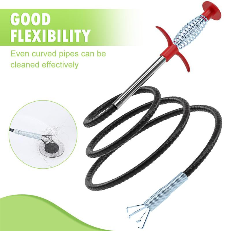 Drain Clog Remover - Hair Removal Tool for Sewer, Toilet Sink, Bathroom Tub & Kitchen, Handheld Stainless Steel, Practical Kitchen Accessory Pipe