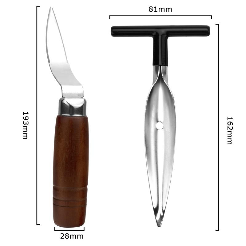 2 PCS Coconut Opener Tool Set Coconut Meat Remover Stainless Steel Coconut Opener Scraper Knife Coconut Punch Tool with Durable Non-Slip Wooden Handle Scraper