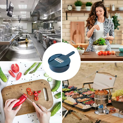 12-In-1 Multi-Functional Vegetable Chopper and Slicer - Perfect for Commercial Kitchens Cutting, Shredding, and Grating Carrots.