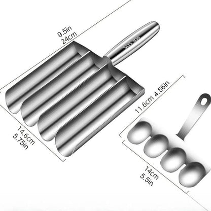 4-In-1 Meatball Maker Tool - Creative Stainless Steel Kitchen Triple Meatball Scoop Ball Maker Tool with Three Tubes, Metal, Easy Home Cooking Tool Utensils 4-Scoop
