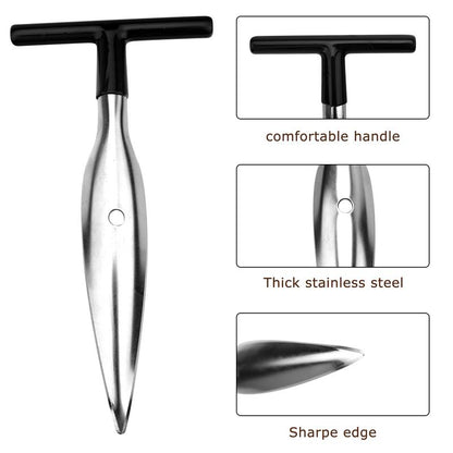 2 PCS Coconut Opener Tool Set Coconut Meat Remover Stainless Steel Coconut Opener Scraper Knife Coconut Punch Tool with Durable Non-Slip Wooden Handle Scraper
